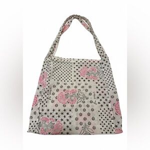 FREE PEOLE Floral and Polka Dot Reusable Shoulder/Crossbody Reusable Bag 15X15